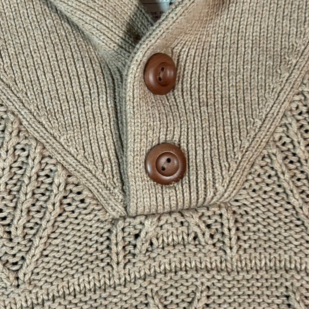 Wallace Barnes Shawl Collar Knit Sweater Beige Organic Cotton Shawl Neck Mens S - Picture 7 of 14